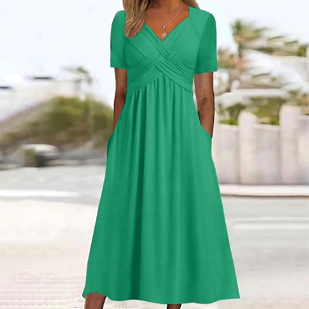 JOVIE | ELEGANT MIDI DRESS WITH TUMMY COVERAGE