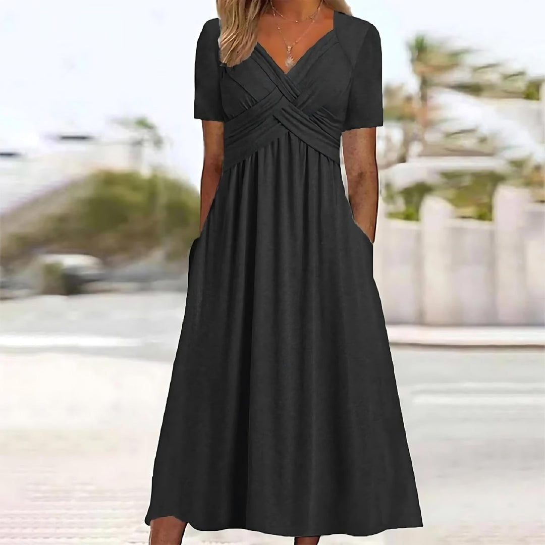 JOVIE | ELEGANT MIDI DRESS WITH TUMMY COVERAGE